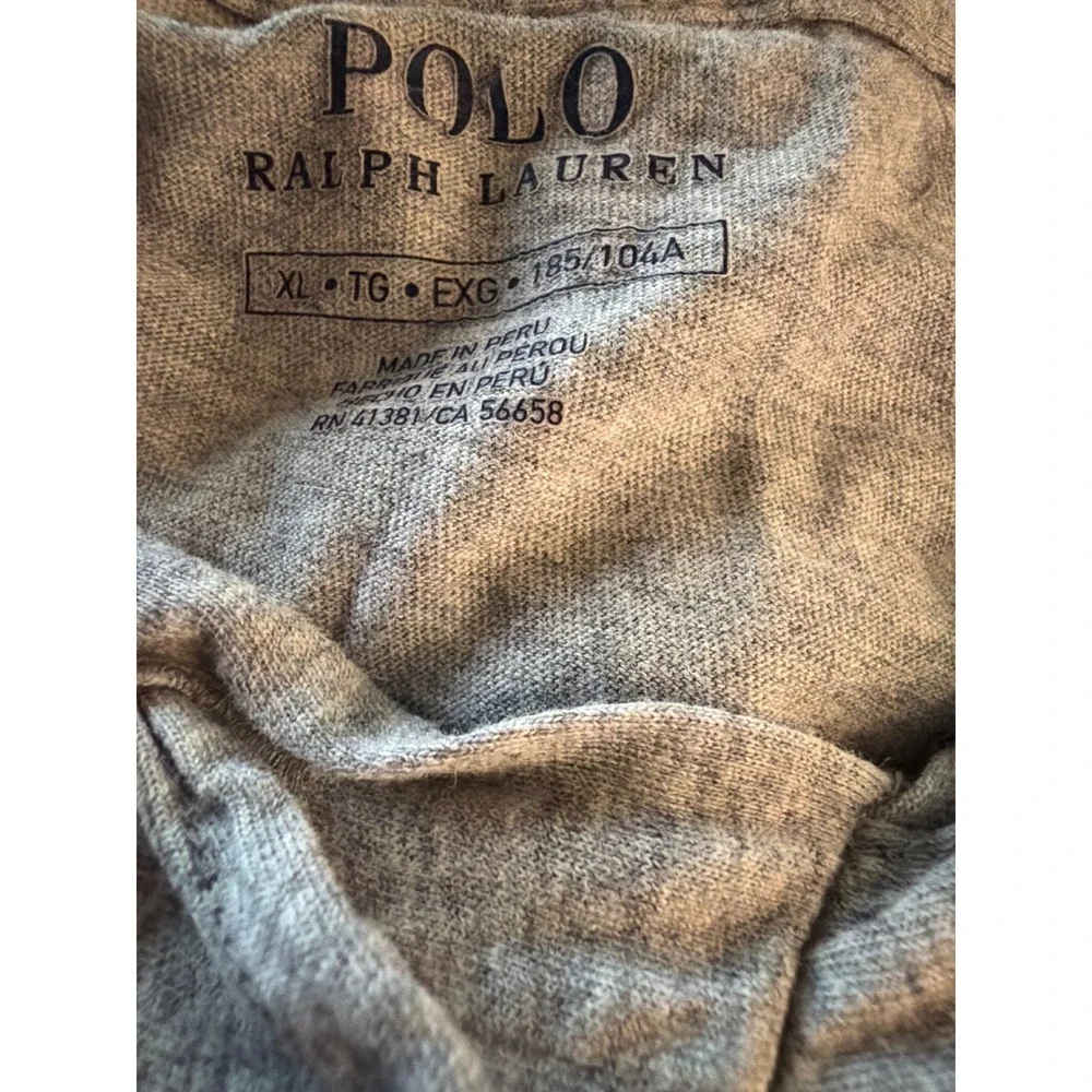 Polo Ralph Lauren Mens Heather Grey Long Sleeve Hooded T-Shirt Pony Logo XL